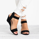 AIDASE  -  Women's Mid Heel Sandals Summer New Style Wish Independent Station Slip-On Velvet Flat Bottom Rubber Sole round Toe Shoes aidase-shop
