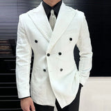 Aidase British Style Men Italian Linen Wide Collar Versatile Blazer Hombre Suit Chaqueta Hombre Prom Blazer Men Blazer Vintage Burgundy
