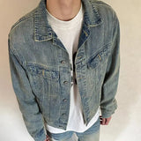 AIDASE  -  Washed Denim Jacket Casual Loose Fashionable American Style Spring Autumn New Youth Popular Outerwear Polyester Fabric aidase-shop
