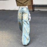 AIDASE  -  American Street Style Men's Jeans Vintage Trendy Straight-leg Flared Pants Summer New Fashion Personality Clothing 21E6614 aidase-shop