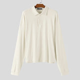 AIDASE  -  Men Shirt Solid Color Lapel Long Sleeve Korean Style Casual Men Clothing Streetwear Loose Fashion Leisure Male Tee Tops aidase-shop