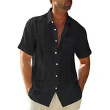 AIDASE  -  Summer Lapels Solid Color New Pocket Single-Breasted Shirt Men's Short-Sleeved Casual Top