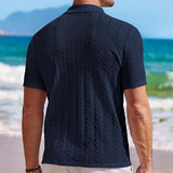 AIDASE  -  Vacation Seaside Beach Casual Shirts Mens Knitting Short Sleeve Button Lapel Knit Shirt Men Summer Fashion Knitted Texture Shirt aidase-shop