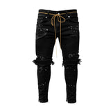 AIDASE  -  New Men's Slim Pants Holes New Painted Jeans for Men aidase-shop