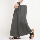 AIDASE  -  Men Pants Solid Color Elastic Waist Wide Leg Trousers Men Pleated Streetwear Harajuku Vintage Casual Pants S-5XL