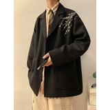 Aidase Casual Blazers Men Orchid Embroidery Solid Color Single Breasted Suit Jackets Japan Style Notched Collar Popular Interview Suits