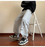 AIDASE  -  American Letter Print Casual Pants Fall Trend Large Size Drawstring Leg Sweatpants Loose Sports Casual Pants Women Men Clothing aidase-shop