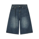 AIDASE  -  American High Street Retro adient Jeans orts Waed Loose Straight Cut Seven Eight Parts Hong Kong Sle Casual Wear aidase-shop