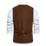 AIDASE  -  Retro Pattern Embroidery Corduroy Vest Coat Men Spring Fashionable Button-up V Neck Waistcoats Mens Casual Sleeveless Cardigans aidase-shop