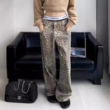 AIDASE  -  New Hot Sale Of The Season Light-Colored Leopard Print Jeans Retro Fashion Trendy High Street Straight Cut Hip Hop Style Casual