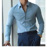 Aidase Men's Italian Collar Shirt, Wrinkle-free, Casual, Fashionable, Slim-fit with A Lapel Design, Branded Clothing, Youth, New aidase-shop
