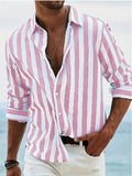 AIDASE  -  Men's Long Sleeve Striped Button Down Shirt New Fashion Casual Turn Down Collar Top aidase-shop