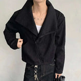 AIDASE  -  2025 Deconstructive Design Men Twill Jacket Solid Color Long Sleeve Zipper Korea Fashion Darkwear Male Tops aidase-shop