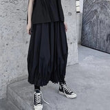 AIDASE  -  Summer New Men's Solid Color Wide-Leg Lantern Skirt Pants Retro Fashion Trend Casual Simple Loose Breathable Niche Men's Bottoms aidase-shop