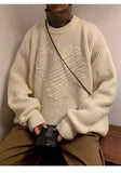 AIDASE  -  Casual Men Knitwear Sweater Square Block Jacquard Patchwork Design Long Sleeve Round Neck Solid Color Pullovers 21E7644 aidase-shop