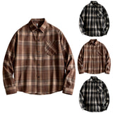 AIDASE  -  Men'S Loose Casual Fashion Retro Long Sleeved Plaid Shirt Comfort Wrinkle-Free New Men'S Shirt roupas masculinas aidase-shop