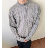AIDASE  -  Man Knitting Base Layer Autumn Winter New Retro Lazy Sweater Half Zip Cable Knit Unisex Teen Couples Inner Wear Knit Top aidase-shop