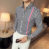 Aidase Fashion Lapel Button Korean Striped Shirts Men's Clothing 2025 Spring Autumn New Loose All-match Tops Casual Long Sleeve Shirts