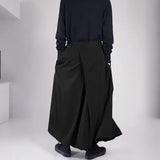 AIDASE  -  Men Wide Leg Pants Solid Color Elastic Waist Joggers Trousers Men Pleated Streetwear Baggy Fashion Casual Pants aidase-shop