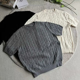 AIDASE  -  Summer New Style Men's T-shirt Loose Casual Short Sleeve Knitted Sweater Crew Neck Thin Material Twist Weave Fashionable Couple