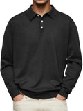 AIDASE  -  Men's Long Sleeve Polo Shirts Solid Color Turn Down Collar Business Casual Polos Men Spring Autumn Fashion Pulover Tees Tops aidase-shop
