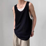 AIDASE  -  Fake Two-Piece Spliced Men Vest Summer New Korean Style Casual Contrast Color Sports Sleeveless Round Neck Tops aidase-shop