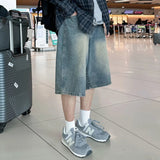 AIDASE  -  Men's Wear Retro Denim Shorts Summer Wide Leg Casual Cropped Jeans Korean Versatile Gradient Color Male Jorts New 9W3117 aidase-shop