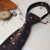 AIDASE  -  New Retro Brown Lazy Zipper Ties For Men Italian Polka Dot Formal Business Neckties 8cm Flower Striped Silk Tie Suit Accessories aidase-shop