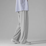 AIDASE  -  Men's Black Ice Silk Wide Leg Pants Thin Man Comfortable Quick Drying Pants Summer Loose Casual Streetwear Loose Trouser Pants aidase-shop