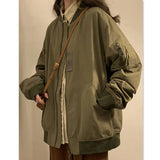 AIDASE  -  Preppy Simple Oversize Jacket Female Design Niche Korean Grunge Spring Autumn Coat Stand Collar Black Baseball Uniform Jacket aidase-shop