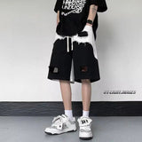 AIDASE  -  New Men's Spliced five-point Design Sense Casual Irregular Ripped Tool Shorts aidase-shop