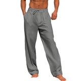 AIDASE  -  Men's Linen Long Pants Summer Beach Shorts Front Pockets Solid Color Breathable Casual Daily Vacation