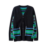 Aidase Autumn Men's Cardigan Sweater New Contrasting V-neck Single Breasted Knit Casual Loose and Comfortable Versatile Couple Style aidase-shop