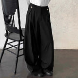 AIDASE  -  Men Pants Solid Color Button Joggers High Waist Casual Trousers Men Streetwear Loose Fashion Male Wide Leg Pants S-5XL aidase-shop