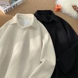 Aidase Spring New Men's Shirts Long Sleeve Solid Color Casual Shirt 2025 Plus Size Harajuku Blouse Fashion Unisex Clothes