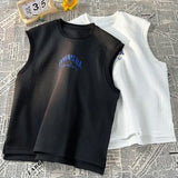 26.97Aidase American Hip-hop Personality Letter Men and Women Sleeveless Vest Short Sleeved Summer Youth Loose Casual T-shirt Top Harajuku aidase-shop