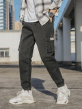Aidase Spring Autumn Men's Jeans Multi-Pockets Work Wear Cargo Pants Black Blue Elastic Waist Denim Joggers Big Size Jean Trousers 8XL
