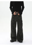 AIDASE  -  Men's Casual Trendy Basic Daily Loose Camouflage Wide Leg Straight Multi Pockets Denim Trousers American New Fashion Jeans Pants aidase-shop