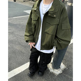 AIDASE  -  Outdoor Work Jacket Men's Spring Autumn American Retro Zipper Coat Silhouette Bomber Handsome High Street Flying Work Jacket aidase-shop