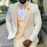 AIDASE  -  3 Pieces Men Suits Tailor-Made Fashion Flower Pattern Slim FIt Light Orange Blazer Vest Pants Wedding Business Groom aidase-shop