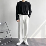 Aidase Men's Luxury Draped Baggy Suit Pants Casual Button-down Solid Color Straight Premium Elegant Dress Pants New aidase-shop