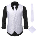 AIDASE  -  Men's Paisley Floral Embroidered Vest Suit Waistcoat with Tie New Autumn Fashion European Size Business Formal Dress aidase-shop