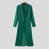 AIDASE  -  Men Long Style Trench Solid Lapel Long Sleeve One Button Casual Male Cardigan Coats Streetwear 2025 Fashion Windbreaker aidase-shop