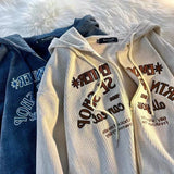 AIDASE  -  American retro letter embroidered corduroy hoodie jacket men women autumn winter loose preppy sports leisure cardigan aidase-shop