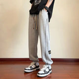 AIDASE  -  Trendy Version Personalized Street Fashion Loose Casual Pants Men's Patchwork Pocket Striped Drawstring Straight Sports Trousers aidase-shop