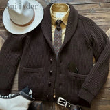 AIDASE  -  Autumn Winter New Trendy Sweaters Classic Retro Maillard Pullover Heavyweight Thickened Green Fruit Collar Versatile Cardigan aidase-shop