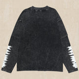 Aidase Snowflake Washed Vintage T Shirts Men Hip Hop Oversized Long Sleeve T-shirt Harajuku Streetwear Loose Cotton Tee Shirt Man aidase-shop
