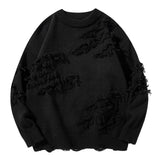 AIDASE  -  Men's Ripped Pullover Loose Trendy Retro Versatile Casual Hem Split Knitted Sweater Sweatshirts Men No Hood aidase-shop