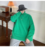 AIDASE  -  Men's High Ne Knitted Sweater Pure Color Loose Fit Winter Warm Trendy Hong Kong Sle Underwear Casual Long Sve Top aidase-shop