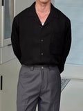 AIDASE  -  Long Sleeve Button-up Pocket Solid Color Shirt For Mens Spring Summer Outdoor Casual Breathable Top Stylish Men Cuba Neck Shirts aidase-shop